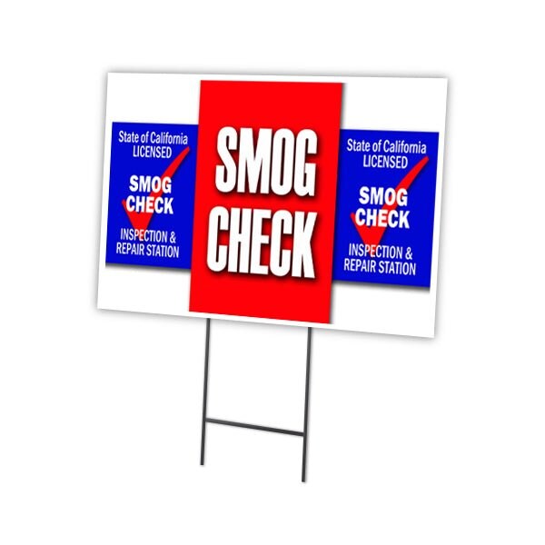 Smog Check Yard Sign & Stake outdoor plastic coroplast window, C-1824 Smog Check